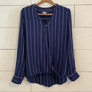 Falls Creek Blue and White Striped Blouse. Size L.
